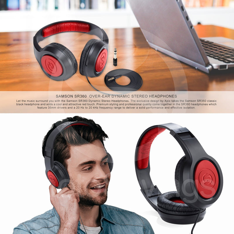 Samson SR360 Over-Ear Dynamic Stereo Headphones -